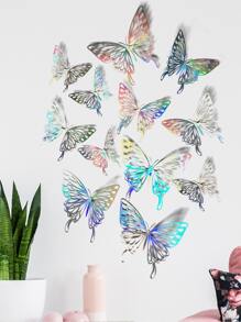 12 piezas pegatina de pared con mariposa 3D - Multicolor - Ver 6