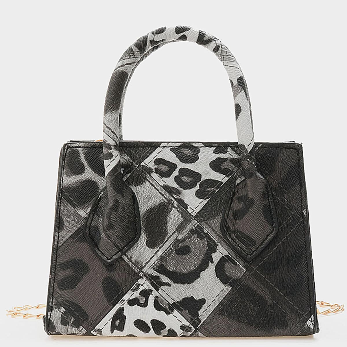 

Leopard Chain Satchel Bag, Multicolor