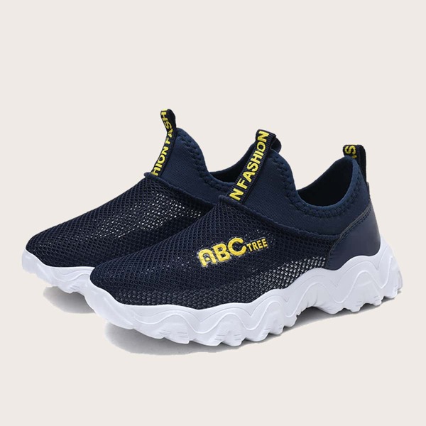 

Boys Letter Graphic Mesh Slip On Sneakers, Navy blue