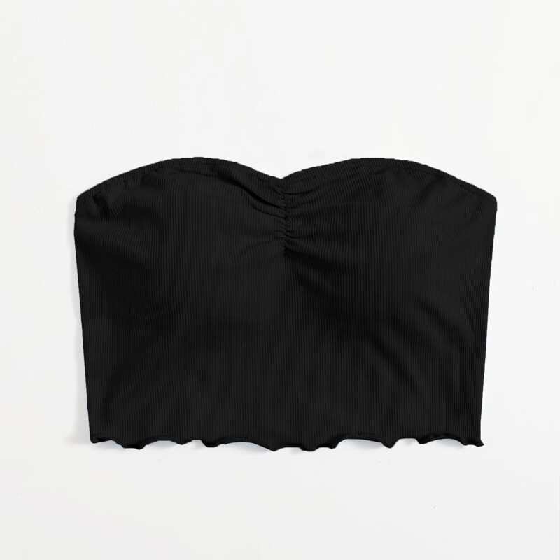 

Ruched Crop Tube Top, Black