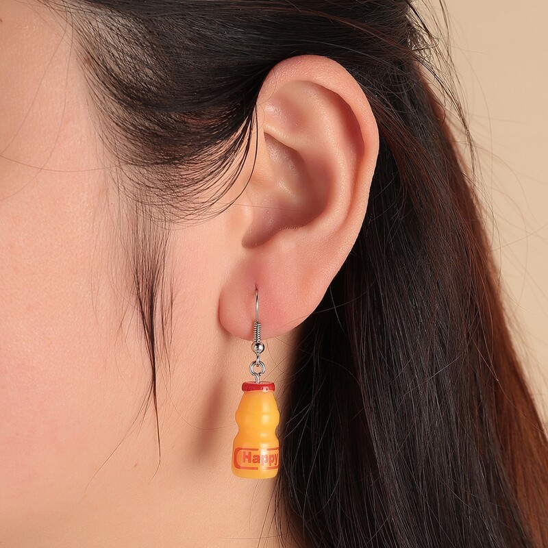 

Drink Bottle Drop Earrings, Orange