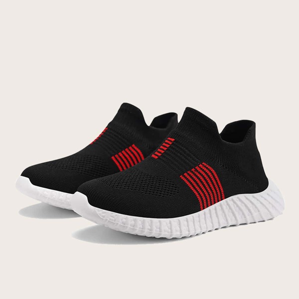 

Boys Striped Knit Running Shoes, Black