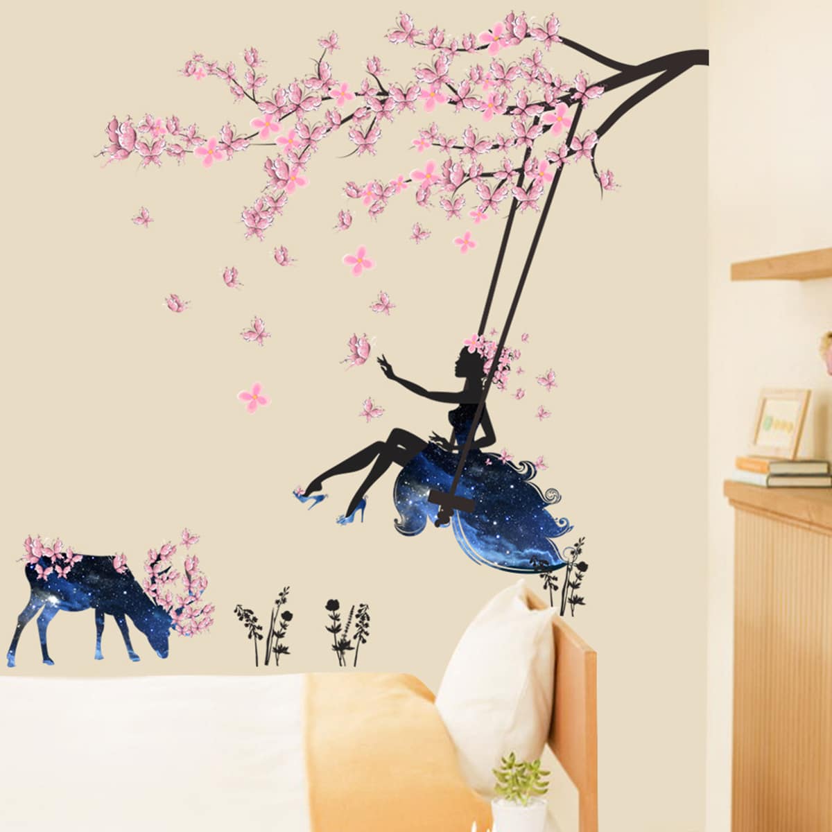 

Floral & Figure Wall Sticker, Multicolor
