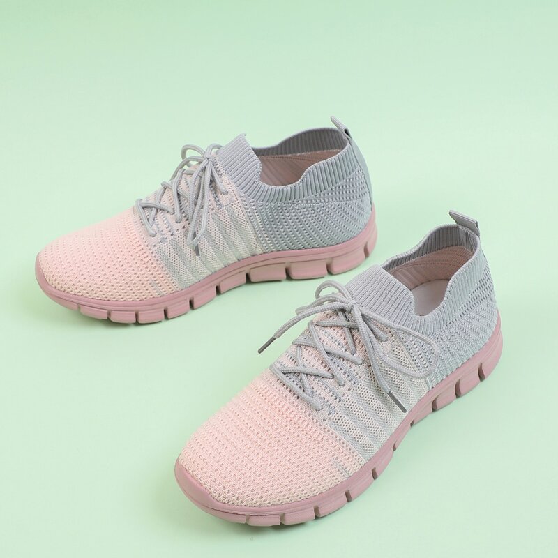 

Two Tone Lace-Up Front Sport Shoes, Pink