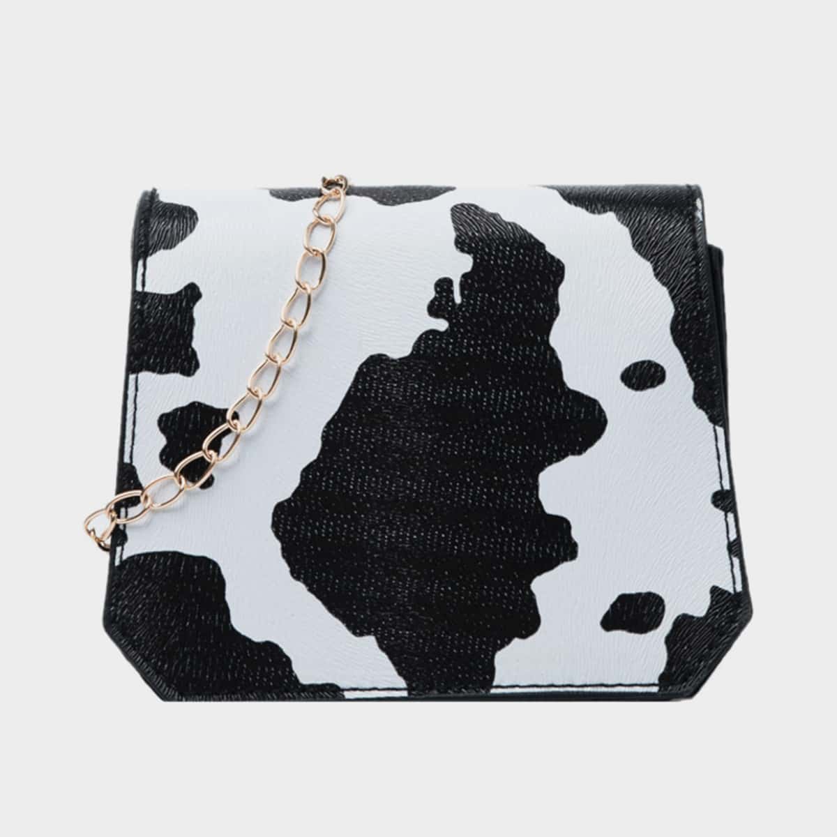 

Cow Print Chain Crossbody Bag, Multicolor