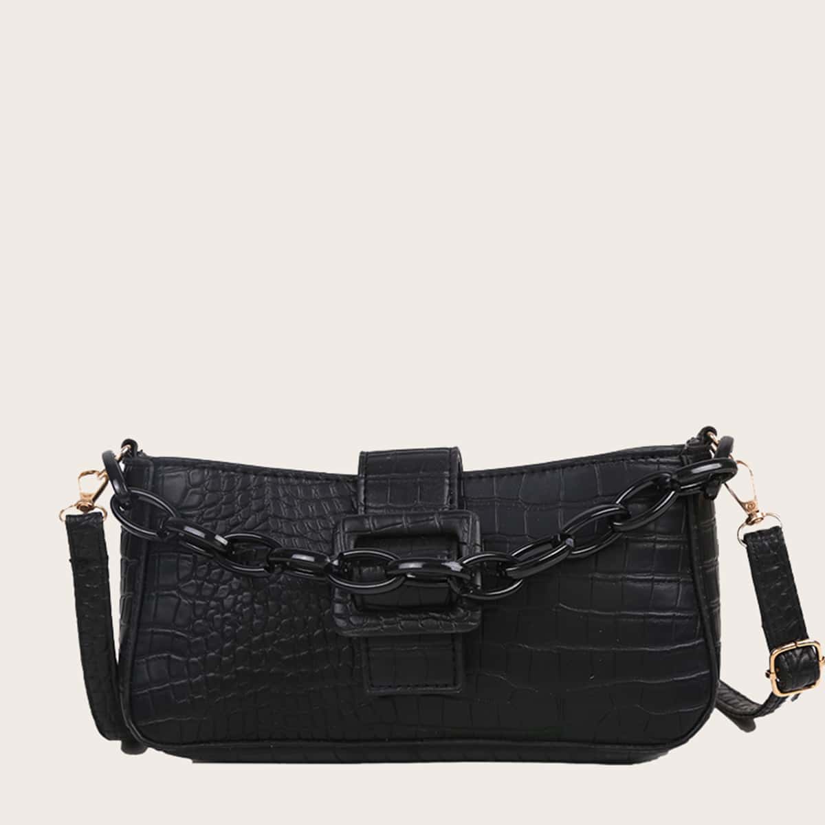 

Croc Embossed Crossbody Bag, Black