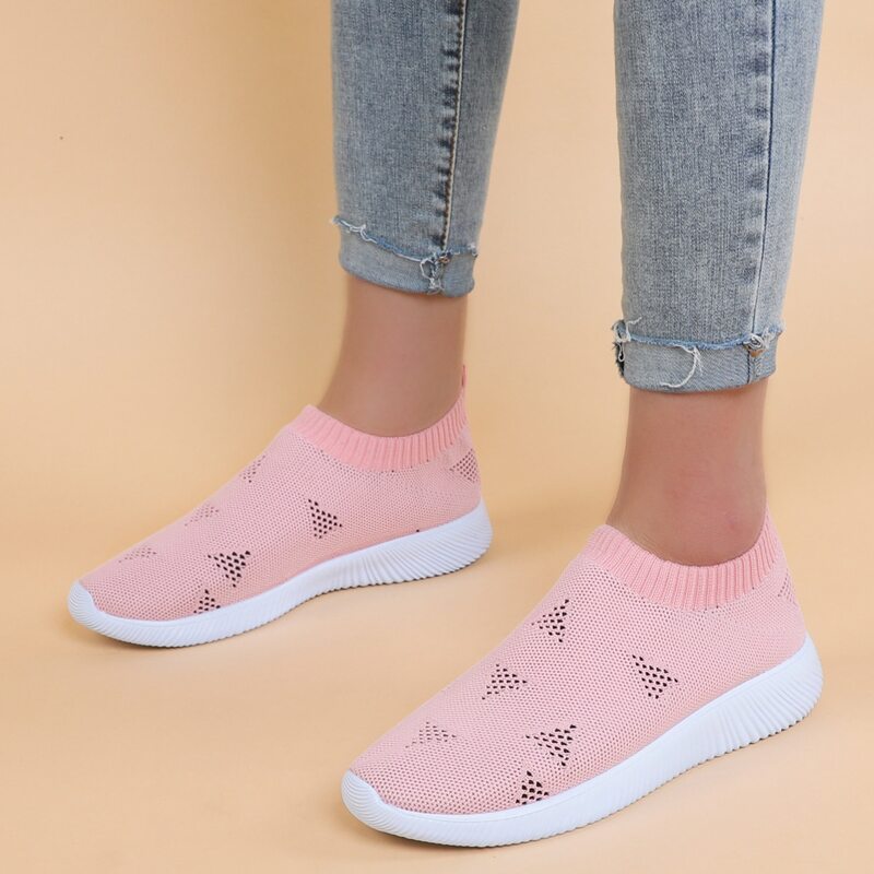 

Geometric Graphic Slip-On Running Shoes, Pink