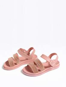 Rhinestone Decor Flat Sandals - Dusty Pink - View 2