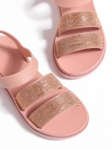 Rhinestone Decor Flat Sandals - Dusty Pink - View 5