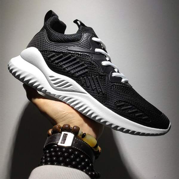 

Men Lace Up Front Breathable Sneakers, Black