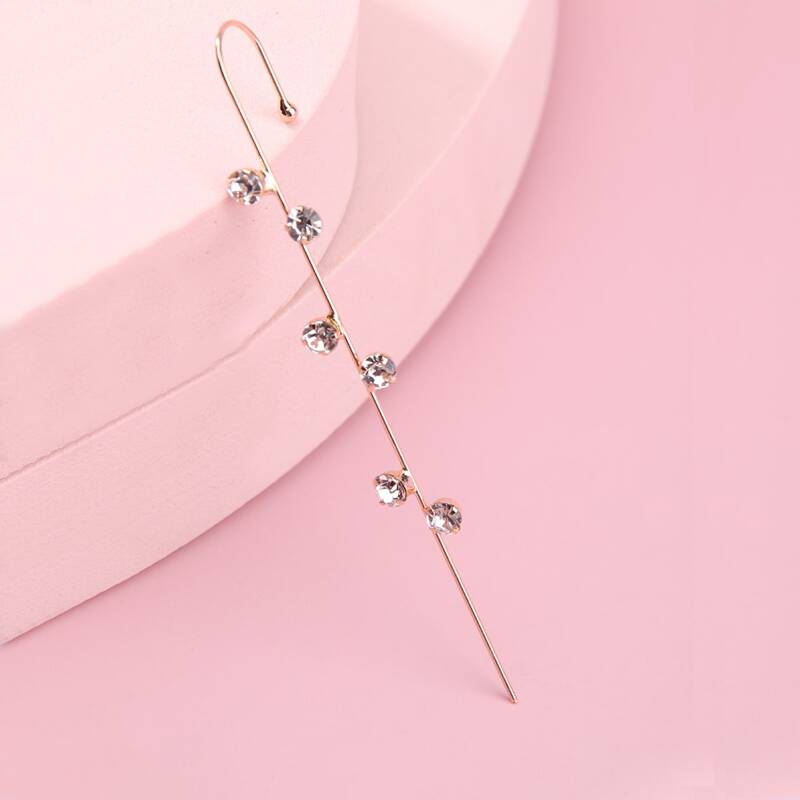 

1pc Rhinestone Ear Cuff, Gold