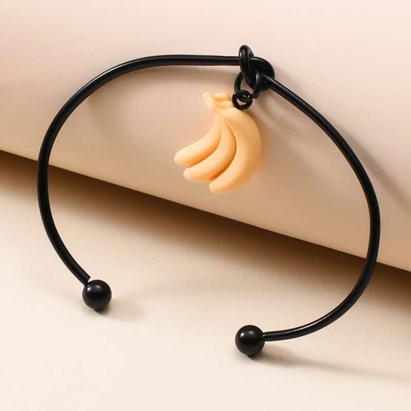 

Banana Decor Cuff Bracelet, Black