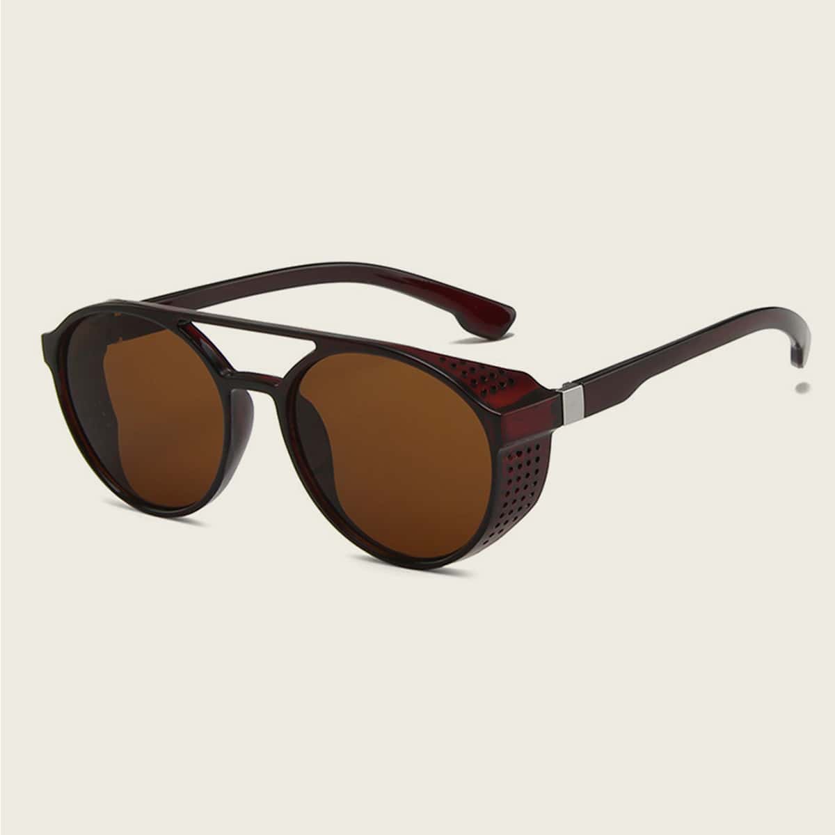 

Guys Top Bar Round Frame Sunglasses, Brown