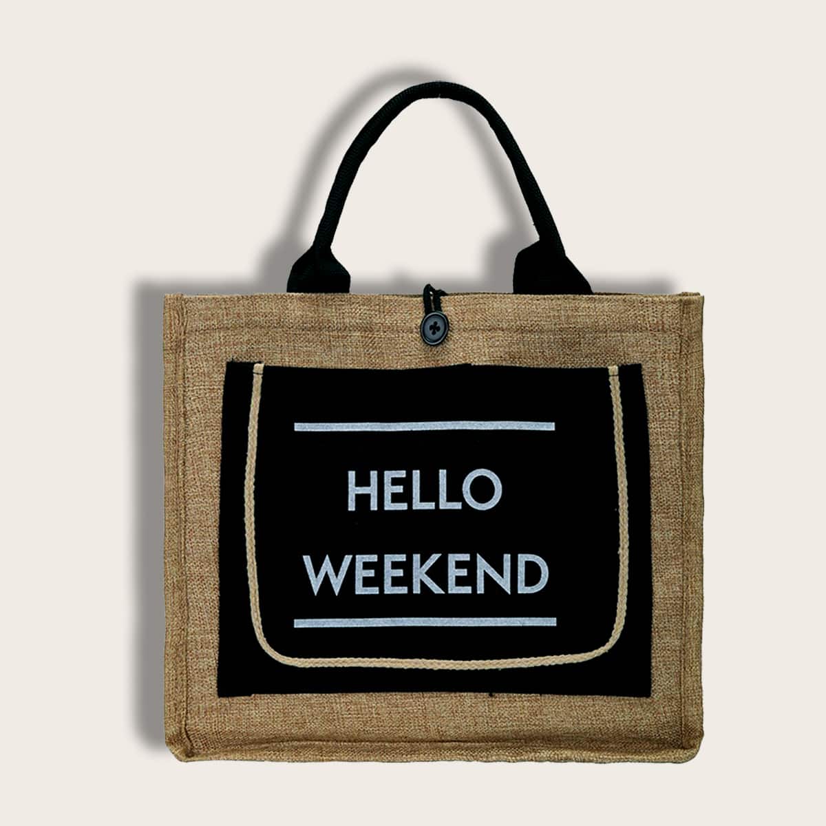 

Slogan Graphic Tote Bag, Multicolor