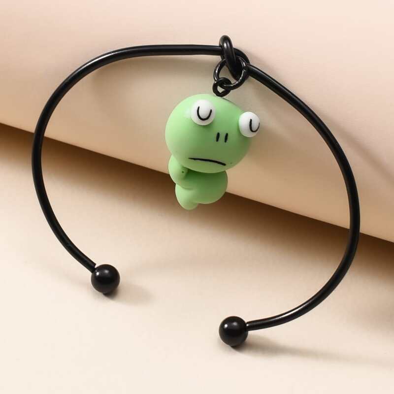 

Cartoon Frog Cuff Bracelet, Black