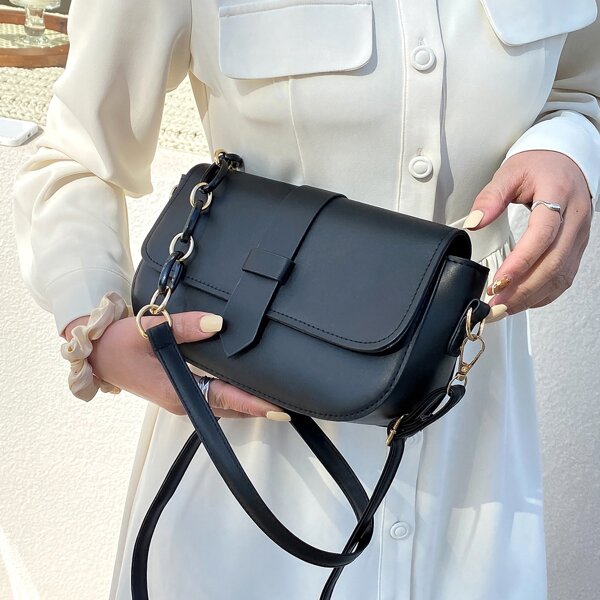 

Minimalist Flap Crossbody Bag, Black