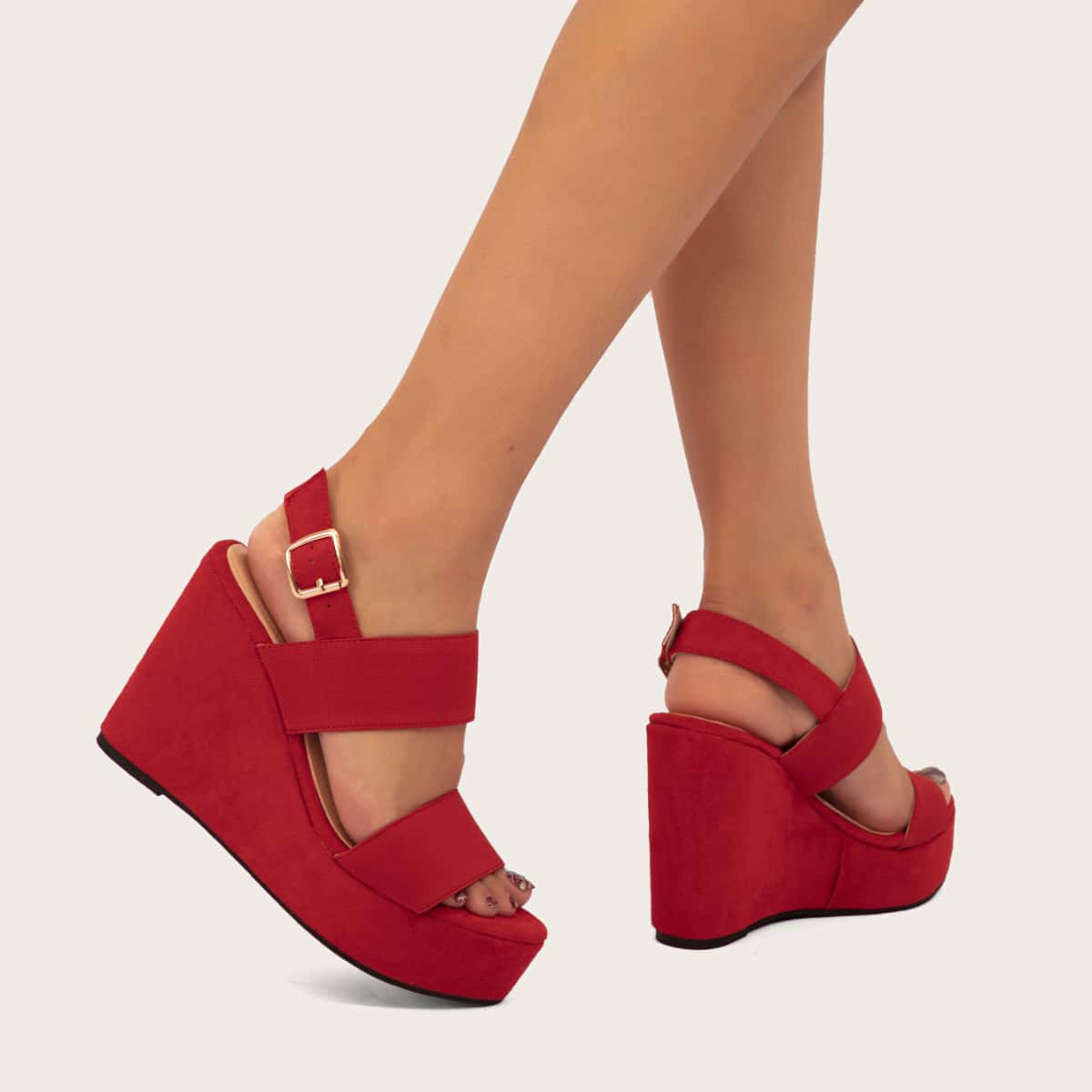 

Minimalist Slingback Wedge Sandals, Red