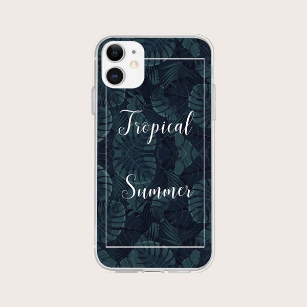 

Leaf Print Phone Case, Dark green