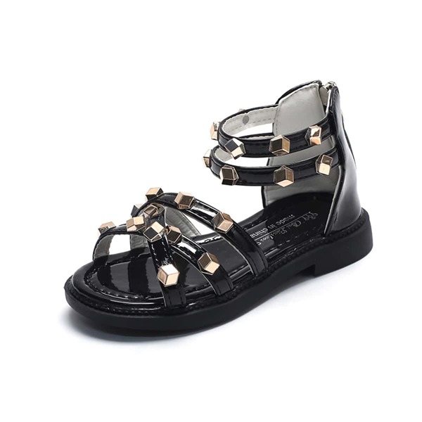 

Toddler Girls Metal Decor Gladiator Sandals, Black