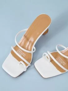 Thin Strap Sculptural Heeled Mules - White - View 5