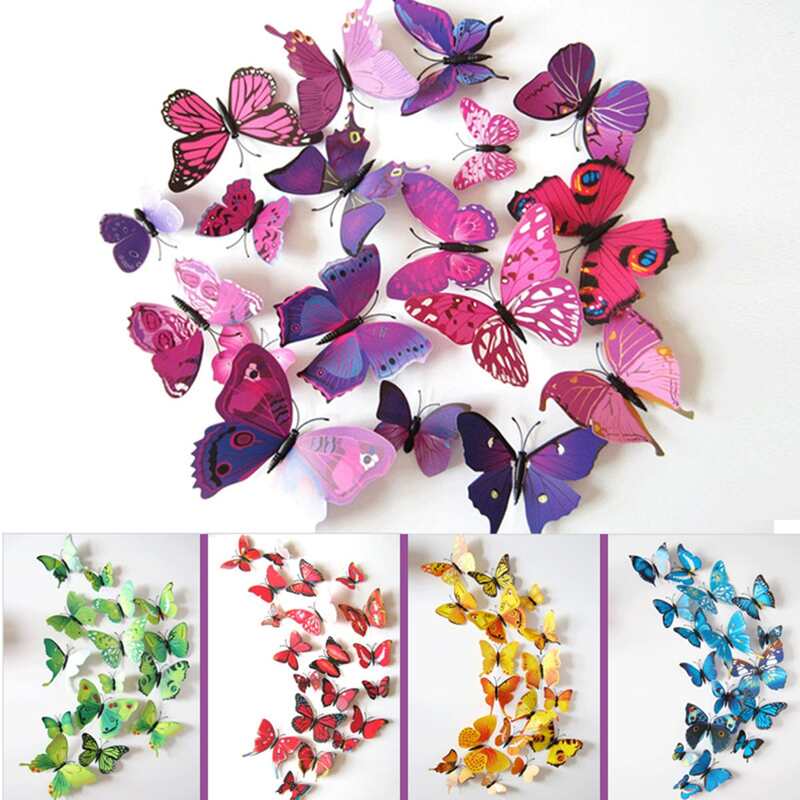

12pcs Random Butterfly Wall Sticker, Multicolor