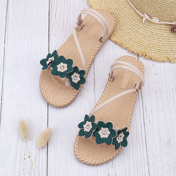 

Floral Appliques Two Way Wear Sandals, Green