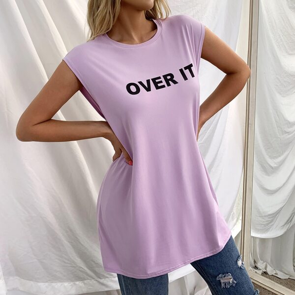 

Letter Graphic Longline Tee, Lilac purple