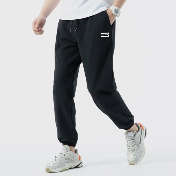

Men Letter Graphic Sweatpants, Black