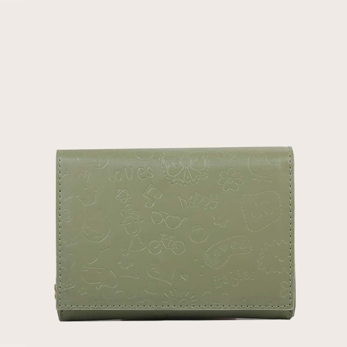 

Cartoon Embossed Chain Crossbody Bag, Green