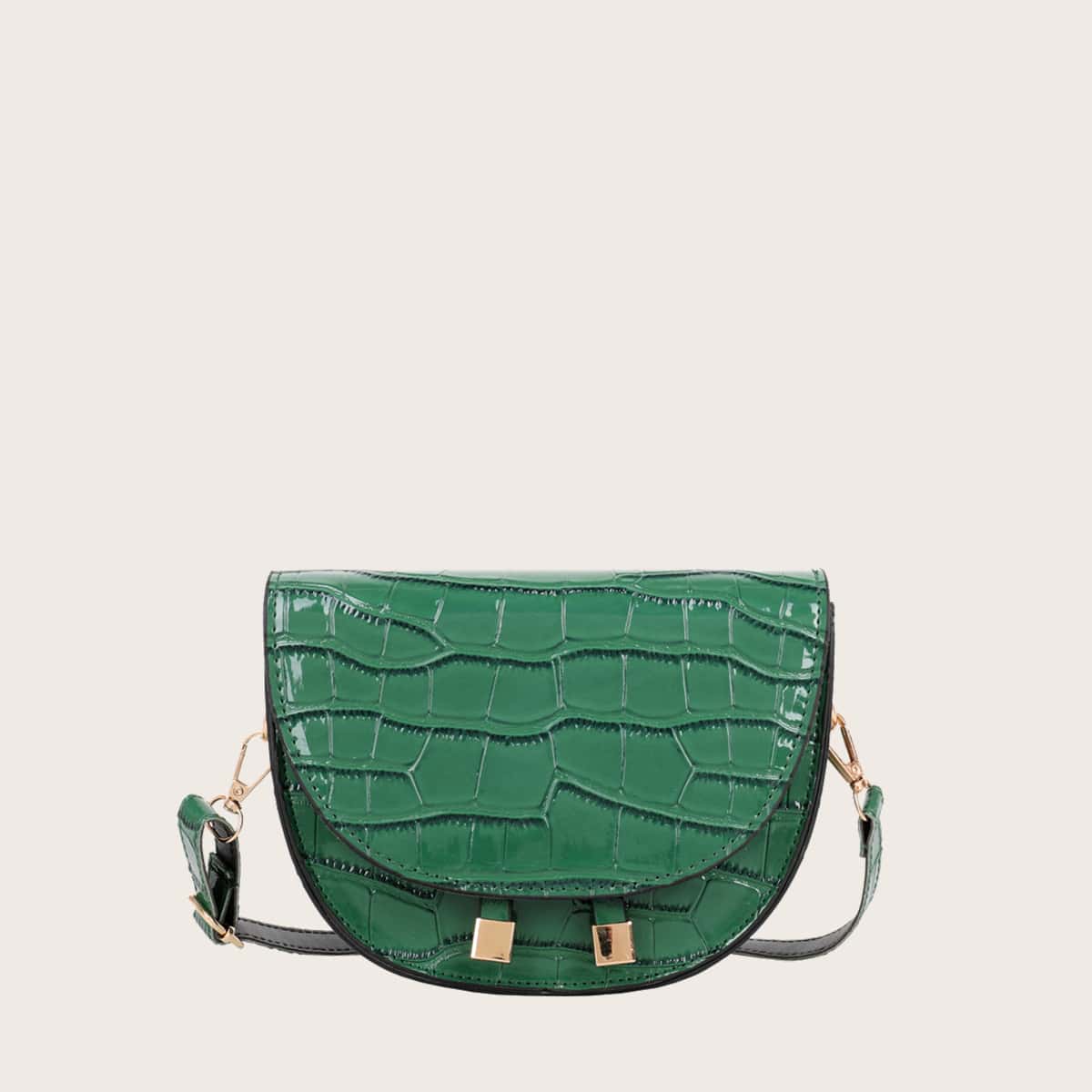 

Croc Embossed Saddle Bag, Green