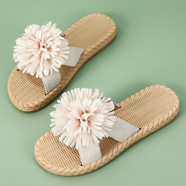 

Floral Decor Slides, Beige