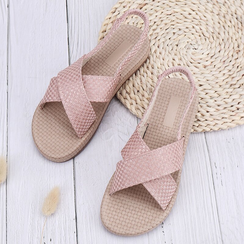 

Cross Strap Braided Slingback Sandals, Pink