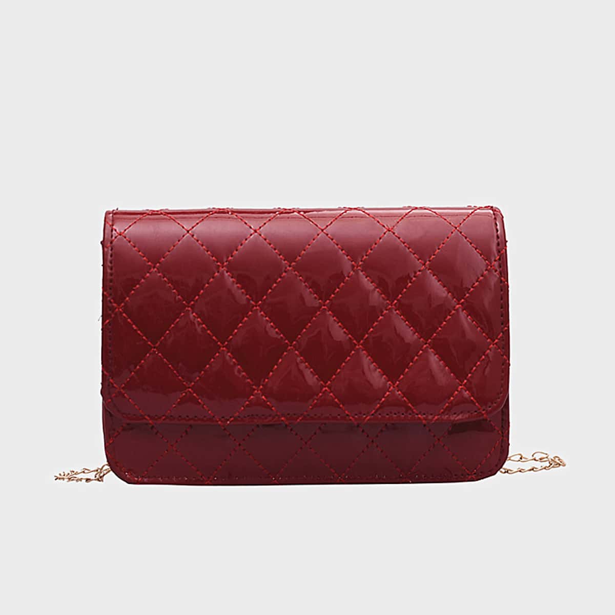 

Quilted Chain Crossbody Bag, Red