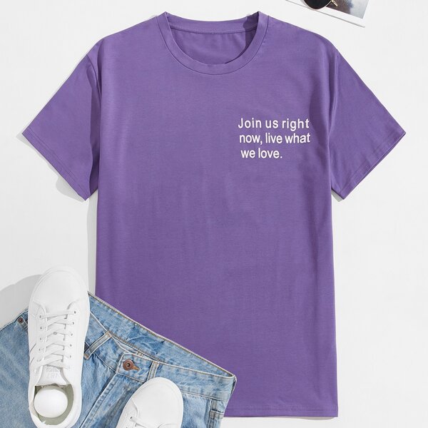 

Men Slogan Graphic Tee, Violet purple
