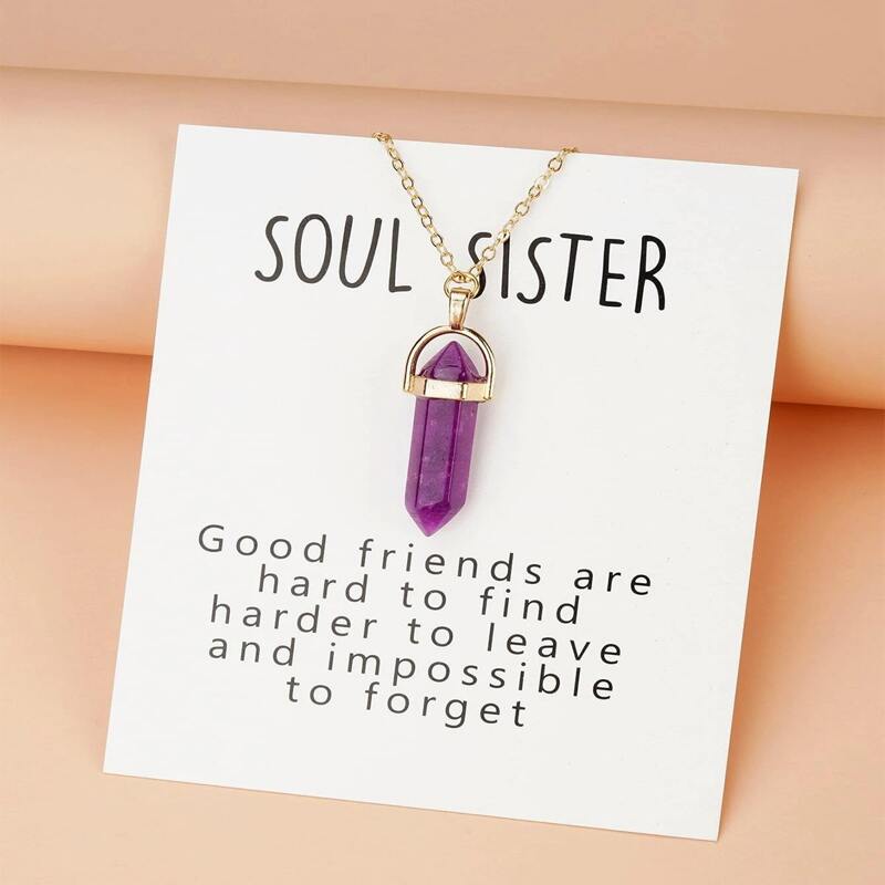 

Crystal Pendant Necklace, Purple
