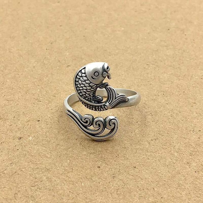 

Fish Design Ring, Silver
