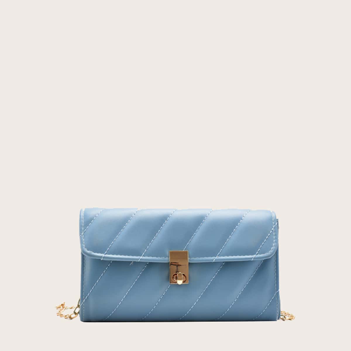 

Quilted Chain Crossbody Bag, Blue