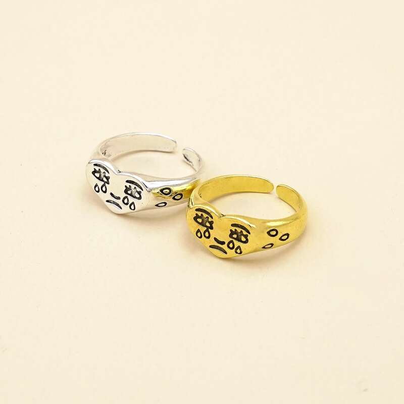 

2pcs Heart Figure Ring, Multicolor