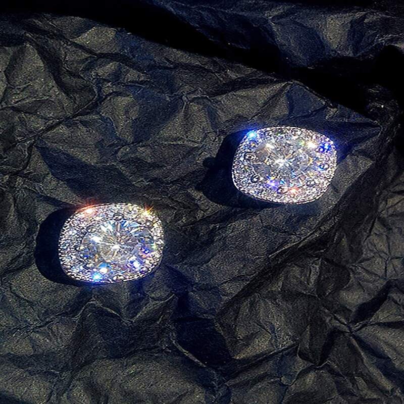 

Rhinestone Stud Earrings, Silver