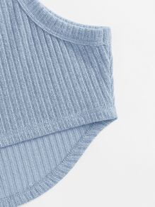 Muchica Asymmetrical Hem Tank Top - Dusty Blue - View 3