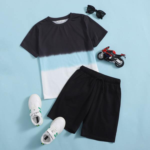 

Boys Colorblock Top & Shorts Set, Multicolor