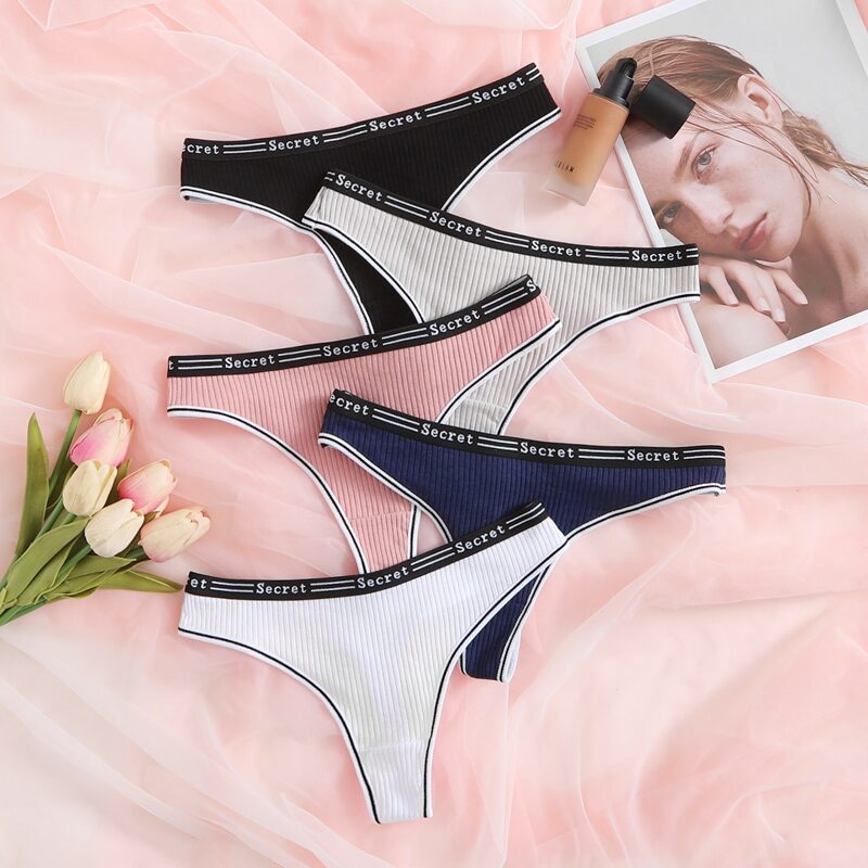 

5pack Contrast Binding Panty, Multicolor