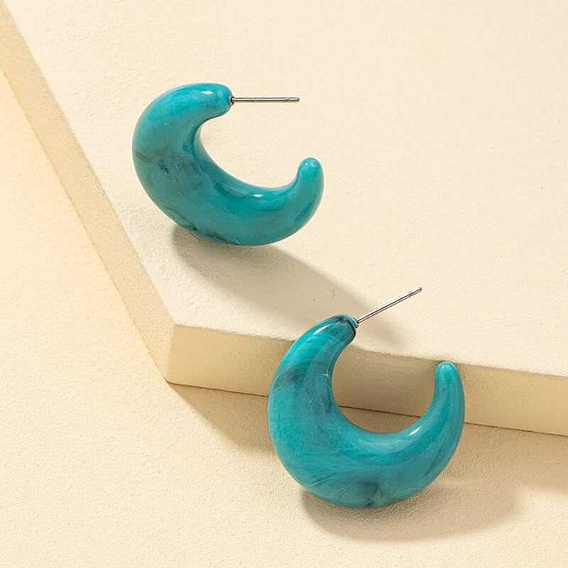 

Geo Hoop Earrings, Blue