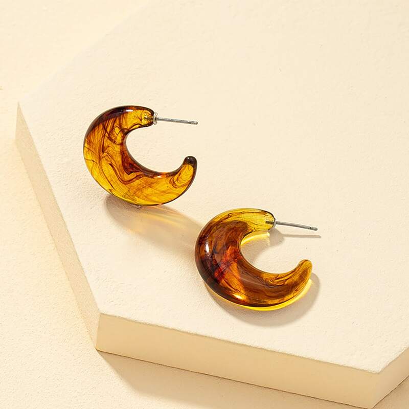 

Geo Hoop Earrings, Coffee brown