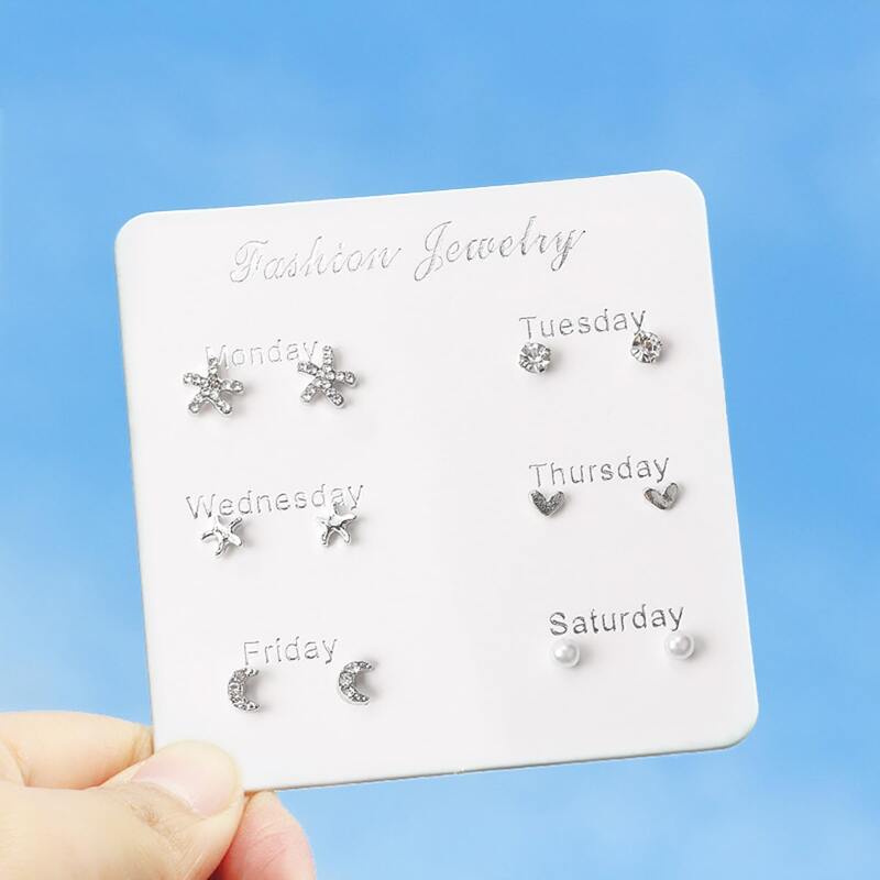 

6pairs Random Heart Earrings, Multicolor