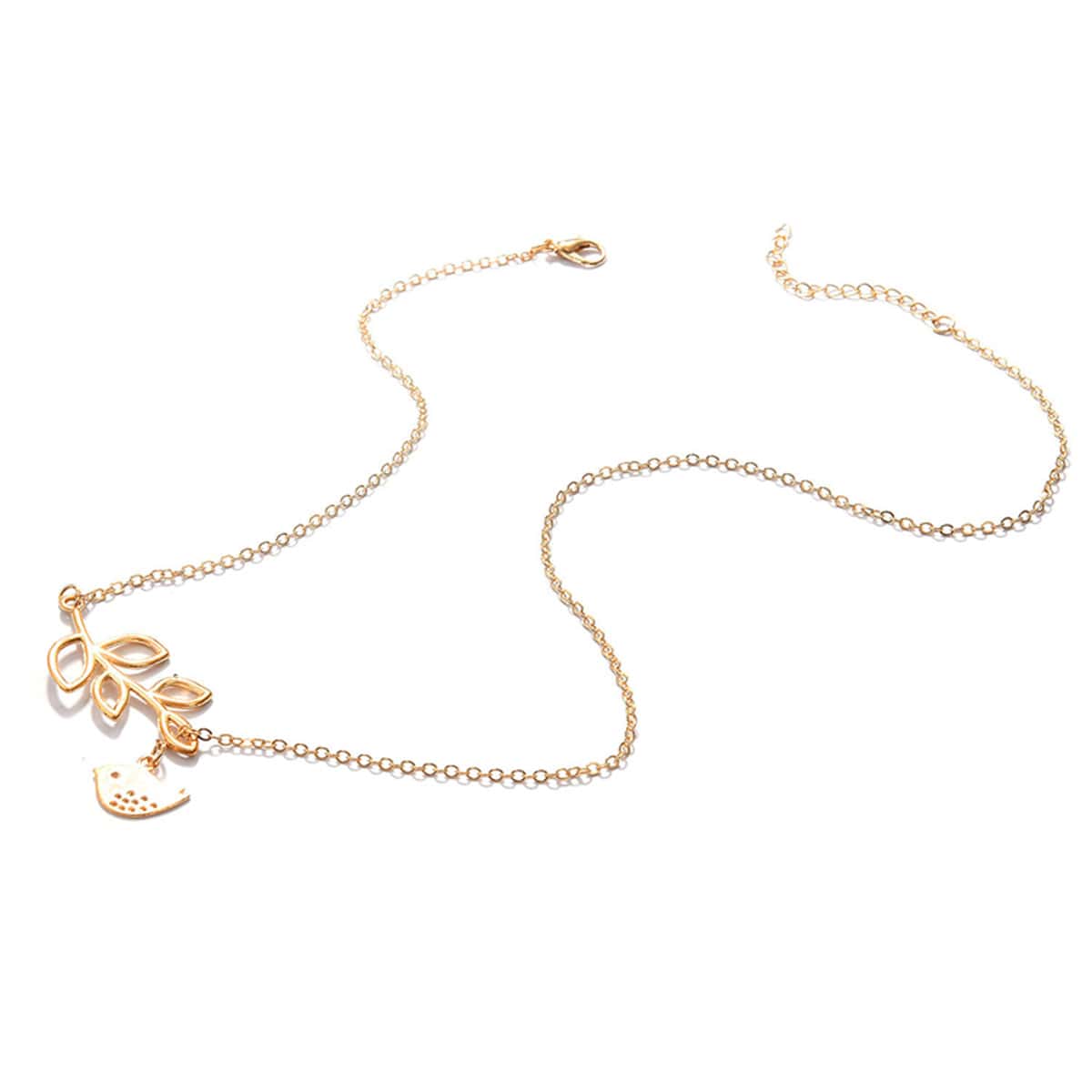 

Bird & Leaf Y Lariat Necklace, Gold