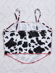 SHEIN Unity Top de tirantes irregular con estampado de vaca - Blanco y Negro - Ver 2