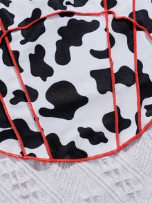 SHEIN Unity Top de tirantes irregular con estampado de vaca - Blanco y Negro - Ver 4