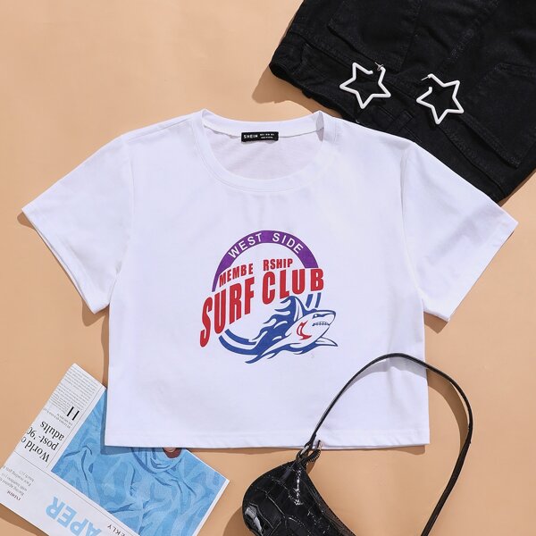 

Shark & Letter Graphic Tee, White