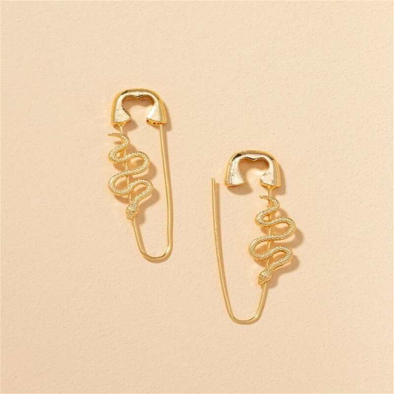 

Serpentine Decor Earrings, Gold